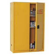 Condor Flammables Safety Cabinet, 45 Gallon Capacity, 2 Shelves, Steel, 43 in Width x 65 in Height, Yellow 42X501