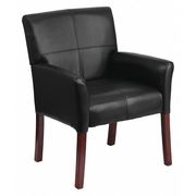 Flash Furniture BlackExecutive Side Reception Chair, 26 1/2"W23"L35-1/4"H, Padded Curved, LeatherSeat BT-353-BK-LEA-GG