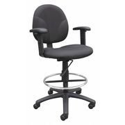 Boss BlackDrafting Chair, 25"W25"L49-1/2"H, Adjustable, FabricSeat, B1691Series B1691-BK