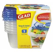 Glad Food Container, Soup/Salad, Clear, PK5 60796