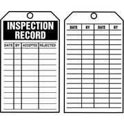 Accuform Tags By-The-Roll, Inspect Record, 6-1/4x3 in, Cardstock, 100/RL TAR708