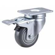 Zoro Select Plate Caster, 3" Wheel Dia., 275 lb., Gray 435X79