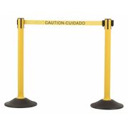 Us Weight Barrier Post with Belt, HDPE, Yellow, PR U2055CAU