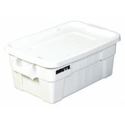 Rubbermaid Commercial Storage Tote with Snap Lid, White, Plastic, 18 in W, 11 in H, 14 gal Volume Capacity RUB116