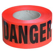 Zoro Select Barricade Tape, Danger, Red, 3 in Wide x 1000 ft Long, Polyethylene, 2 mil Thick R175M31000D-12