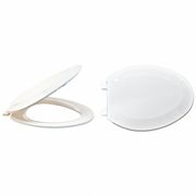 Zoro Select Toilet Seat, With Cover, Plastic, Elongated, White 65903