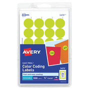 Avery Avery® Neon Yellow Removable Print or Write Color Coding Labels for Laser Printers 5470, 3/4" Round, Pack of 1008 AVE05470