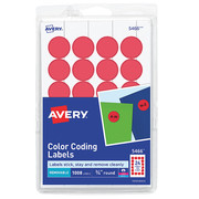 Avery Avery® Red Removable Print or Write Color Coding Labels for Laser and Inkjet Printers 5466, 3/4" Round, Pack of 1008 AVE05466