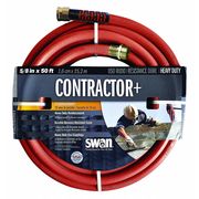 Zoro Select 50 ft L Heavy Duty Contractor Water Hose, 5/8 in Inside Dia, Red, PVC CSNCG58050