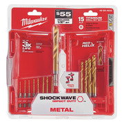 Milwaukee Tool SHOCKWAVE Titanium Drill Bit Set - 15PC 48-89-4630