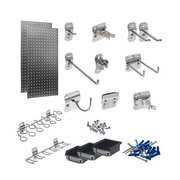 Triton Products (2) 18 In. W x 36 In. Stainless Steel Square Hole Pegboards 32 pc. Stainless LocHook Assortment 3 Hanging Bins LB18-SKit