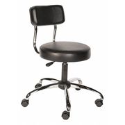 Shopsol Round Stool with Backrest, Height 17" to 22"Black 3010012