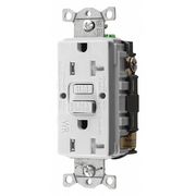 Hubbell GFCI Receptacle, 20A, 125VAC, 5-20R, White GFRTW20W