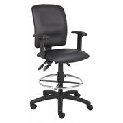 Zoro Select Leather Drafting Chair, 29 1/2-, Adjustable, Black 452R14