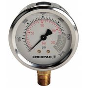 Enerpac Pressure Gauge, 0 to 3000 psi, 1/4 in NPTF, Stainless Steel, Silver G2516L