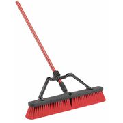 Libman 24 in Sweep Face Push Broom, Black, Red, 60 in L Handle 823003