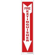 Condor Safety Sign, Fire Extinguisher Legend, Vinyl, Adhesive Sign Mounting, 18 in x 4 in, Red/White 469V42