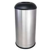 Zoro Select 18 gal Round Trash Can, Silver, 15 in Dia, None, Stainless Steel 48L070