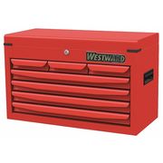 Westward WESTWARD Top Chest, 7-Drawers, Powder Coated Red, 26" W x 12" D x 16" H 48RJ71