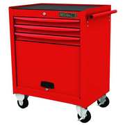 Westward WESTWARD Rolling Tool Cabinet, 3-Drawers, Gloss Red, 29" W x 18" D x 34" H 48RJ73