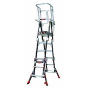 Little Giant Ladders 4 to 6 ft Fiberglass Compact Safety Cage Platform Stepladder, 375 lb Capacity 19504