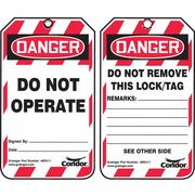 Condor Lockout Safety Tag, Danger Do Not Operate, Plastic, 3.25 in W x 5.75 in H, Pack 25 48RU11