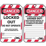 Condor Lockout Tag, Locked Out / Do Not Operate / Only Removed By, Plastic, 3.25 in W x 5.75 in H, Pack 10 48RU16