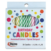 Sterno Birthday Candles, Wax, 2-1/4"L, 0.5lb., PK36 40180