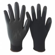 Condor Polyurethane Coated Gloves, Palm Coverage, Black, L, PR 48UP83