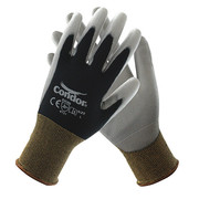 Condor Polyurethane Coated Gloves, Palm Coverage, Black/Gray, L, PR 48UP88
