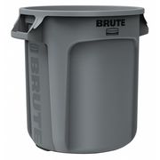 Rubbermaid Commercial 10 gal Round Trash Can, Gray, 15 5/8 in Dia, Open Top, Plastic FG261000GRAY
