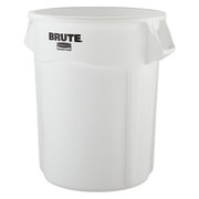 Rubbermaid Commercial BRUTE Trash Can, Round, 55 gal Capacity, 26 1/2 in W, 33 in H, White FG265500WHT