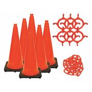 Mr. Chain Traffic Cone Kit, UV Inhibited Polyethylene, Orange 93213-6