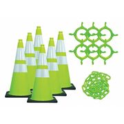 Mr. Chain Traffic Cone Kit, UV Inhibited Polyethylene, Green 93277-6
