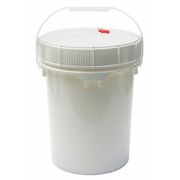 Zoro Select 5 gal Open Head Pail W/ Lid, Plastic Handle, White, HDPE MNG8005-WL