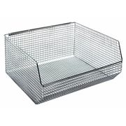 Quantum Storage Systems 85 lb Hang & Stack Storage Bin, Wire, 16 1/4 in W, 7 in H, Chrome, 14 1/2 in L QMB550C