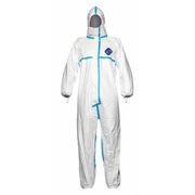 Dupont Hooded Disposable Coveralls, 25 PK, White, High Density Spunbond Polyethylene, Zipper TY198TWHLG0025PI