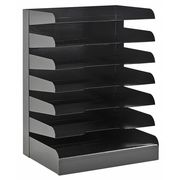 Buddy Products Letter Tray, Steel, Black, 7 Comp 0407-4