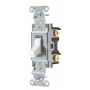 Hubbell Toggle Wall Switch, 1 Pole, 1 hp, 20 A, 14 AWG to 10 AWG, 120/277V AC, Screw Terminals, White CSB120W