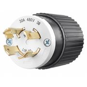 Zoro Select 30A Locking Plug 3P 4W 480VAC L16-30P BK/WT 71630NP