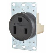 Zoro Select Receptacle, 50 A Amps, 250V AC, Flush Mount, Single Outlet, 6-50R, Black 9650FR