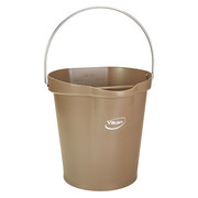 Vikan Round Hygienic Bucket, 12 4/5 in Dia, Brown, polypropylene 568666