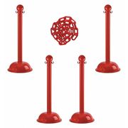 Zoro Select Barrier Post Kit, 41" H, Red, Plastic Post 71305-4