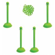 Zoro Select Barrier Post Kit, 41" H, Safety Green 71314-4