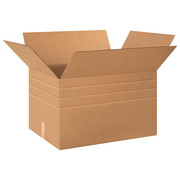 Zoro Select Multi-Depth Corrugated Boxes, 24" x 18" x 18", Kraft, 15/Bundle 493U80