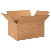 Zoro Select Multi-Depth Corrugated Boxes, 24" x 18" x 12", Kraft, 10/Bundle 493U79