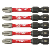Milwaukee Tool SHOCKWAVE 2 in Phillips #2 Impact Duty Power Bit, 5-Piece Pack 48-32-4602
