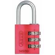 Abus Combination Padlock, Side, Black/Silver 145/30 Red