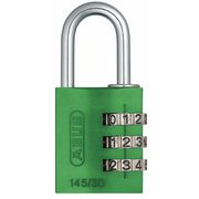 Abus Combination Padlock, Side, Black/Silver 145/30 Green