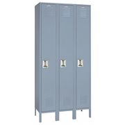 Lyon Wardrobe Locker, 36 in W, 12 in D, 66 in H, (1) Tier, (3) Wide, Dove Gray DD50023